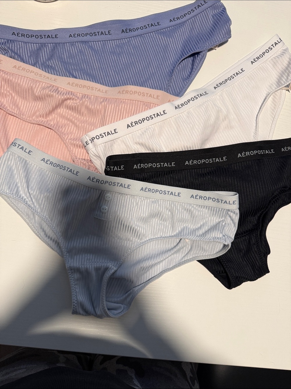 Aeropostale Ribbed Bikini Panty Set in Blue, Pink, White, Black, Light Blue